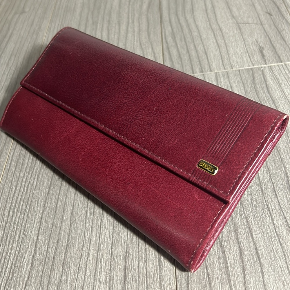 Gorgeous rich maroon leather wallet, calculator comes out if not used